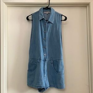 “Don’t look back” denim romper